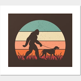 Bigfoot Walking Rhodesian Ridgeback Dog Vintage Hiking Posters and Art